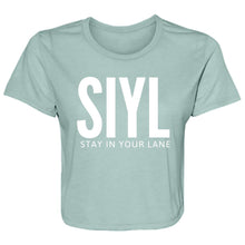 Load image into Gallery viewer, SIYL: STAY IN YOUR LANE  Ladies' Flowy Cropped Tee