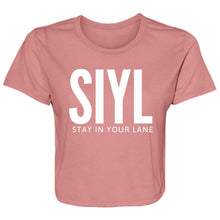 Load image into Gallery viewer, SIYL: STAY IN YOUR LANE  Ladies' Flowy Cropped Tee