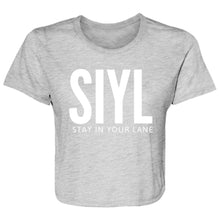 Load image into Gallery viewer, SIYL: STAY IN YOUR LANE  Ladies' Flowy Cropped Tee