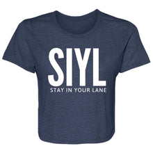 Load image into Gallery viewer, SIYL: STAY IN YOUR LANE  Ladies' Flowy Cropped Tee