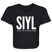 Load image into Gallery viewer, SIYL: STAY IN YOUR LANE  Ladies' Flowy Cropped Tee