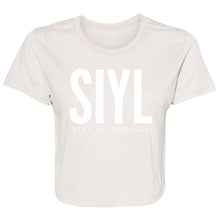 Load image into Gallery viewer, SIYL: STAY IN YOUR LANE  Ladies' Flowy Cropped Tee