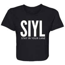 Load image into Gallery viewer, SIYL: STAY IN YOUR LANE  Ladies&#39; Flowy Cropped Tee