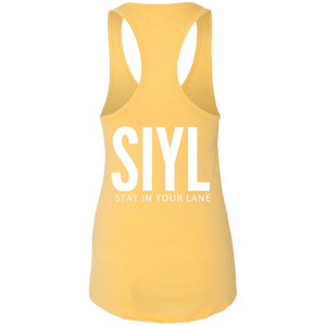 SIYL- Stay In Your Lane Ladies Ideal Racerback Tank (logo front)